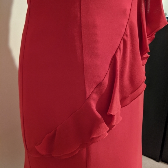 Armani Collezioni Silk Red Ruched Sleeveless Dress Sz 4 - Picture 4 of 9
